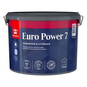 TIKKURILA EURO POWER 7 краска моющаяся для стен и потолка, матовая, база C  (9л)