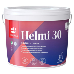 TIKKURILA HELMI 30 краска акрилатная для мебели универсальная, полуматовая, база C (2,7л)