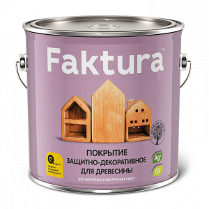 FAKTURA покрытие защитно-декоративное с льняным маслом, ионами серебра, для вн/нар., орегон (2,5л)
