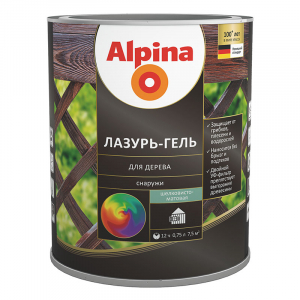 ALPINA лазурь-гель для дерева шелковисто-матовый, колеруемый (0,75л)
