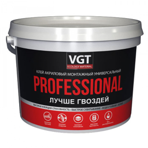 VGT PROFESSIONAL КЛЕЙ АКРИЛОВЫЙ МОНТАЖНЫЙ универсальный, белый (0,8кг)