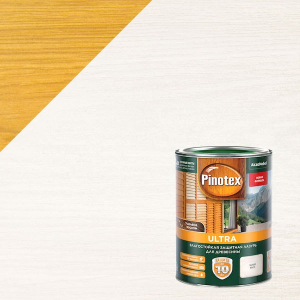 PINOTEX ULTRA лазурь защитная влагостойкая для защиты древесины до 10 лет, белый (1л)