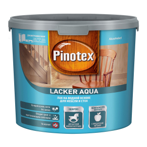 PINOTEX LACKER AQUA 70 лак на водной основе для мебели и стен, для внутр. работ, глянцевый (2,7л)