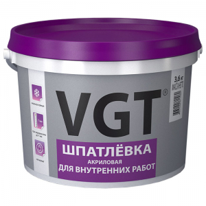 VGT ШПАТЛЕВКА ДЛЯ ВНУТРЕННИХ РАБОТ акриловая для заделки неровностей до 7 мм (18кг)