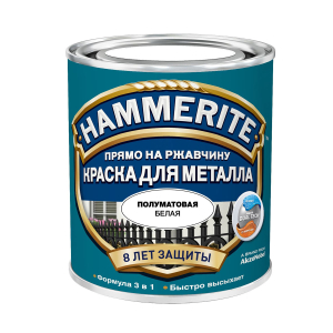 HAMMERITE краска для металла полуматовая, прямо на ржавчину, черная (5л)