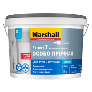 MARSHALL EXPORT 7 ОСОБО ПРОЧНАЯ краска латексная для стен и потолков, матовая, база BW (9л)