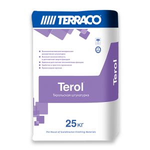 TERRACO TEROL GRANULE WHITE штукатурка декоративная минеральная, зерно 2 мм, шуба, серая (25кг)