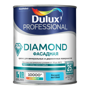 DULUX DIAMOND ФАСАДНАЯ краска для минеральных и деревянных поверхностей, матовая, база BW (1л)