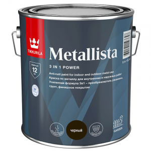 TIKKURILA METALLISTA краска по ржавчине 3 в 1, глянцевая, черный(2,5л)