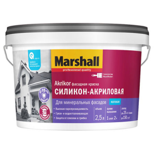 MARSHALL AKRIKOR краска фасадная, силикон-акриловая, матовая, база BW (2,5л)