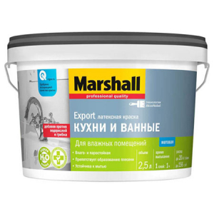 MARSHALL КУХНИ И ВАННЫЕ краска латексная для влажных помещений, матовая, база BW (2,5л)