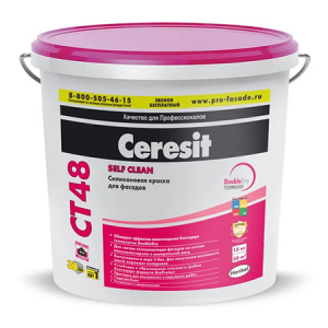 CERESIT CT 48 SELF CLEAN краска фасадная силиконовая, база транспарентная (15л)