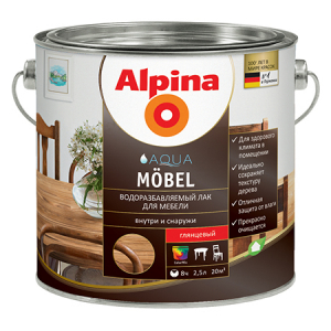 Alpina Aqua Möbel / Альпина Аква Мебель водорастворимый лак глянцевый
