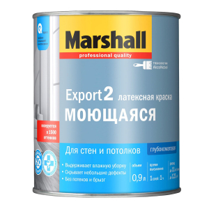 MARSHALL EXPORT 2 МОЮЩАЯСЯ краска латексная, для стен и потолков, глубокоматовая, база BC (0,9л)