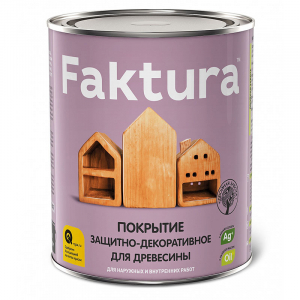 FAKTURA покрытие защитно-декоративное с льняным маслом, ионами серебра, для вн/нар., бесцв. (0,7л)
