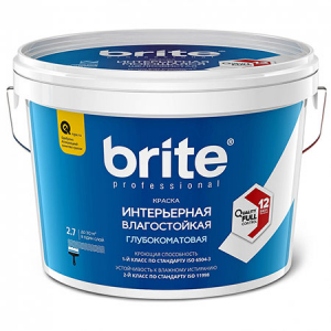 BRITE PROFESSIONAL краска интерьерная влагостойкая глубокоматовая, база А (2,7л)