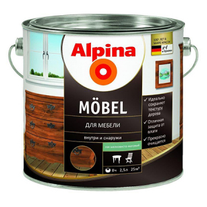 Alpina Aqua Möbel / Альпина Аква Мебель водорастворимый лак шелковисто матовый