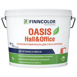 FINNCOLOR OASIS HALL@OFFICE 4 краска для стен и потолков устойчивая к мытью, матовая, база C (9л)