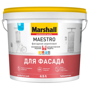 MARSHALL MAESTRO ДЛЯ ФАСАДА краска латексная для наружных работ, глубокоматовая, база BC (4,5л)
