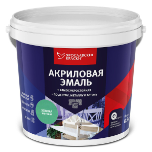 ЯРОСЛАВСКИЕ КРАСКИ эмаль акриловая универсальная матовая, зеленая (0,9кг)