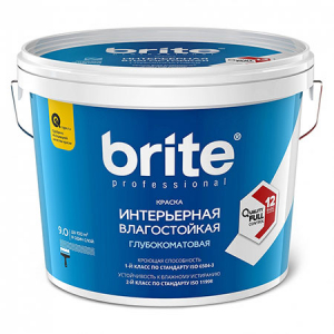 BRITE PROFESSIONAL краска интерьерная влагостойкая глубокоматовая, база С (9л)