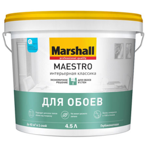 MARSHALL MAESTRO ИНТЕРЬЕРНАЯ КЛАССИКА краска для стен и потолков, глубокоматовая, база BW (4,5л)
