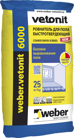 VETONIT 6000 наливной пол, быстротвердеющий (25кг) Россия