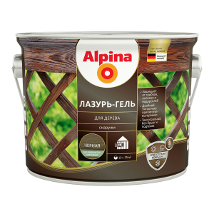 ALPINA лазурь-гель для дерева шелковисто-матовый, черный (2,5л)