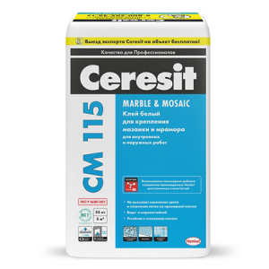 CERESIT CM 115 MARBLE&MOSAIC клей для мозаики и мрамора, белый (25кг)