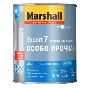 MARSHALL EXPORT 7 ОСОБО ПРОЧНАЯ краска латексная для стен и потолков, матовая, база BW (0,9л)