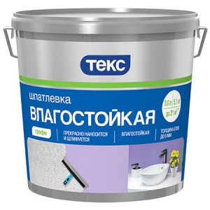 ТЕКС ПРОФИ ВЛАГОСТОЙКАЯ шпатлевка латексная, белый (3л)