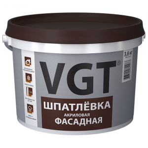 VGT ШПАТЛЕВКА ФАСАДНАЯ акриловая, водостойкая, малоусадочная (50кг)