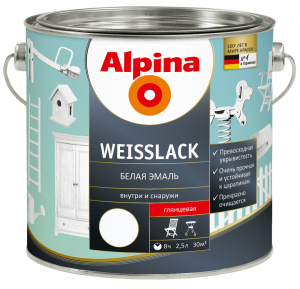 Alpina Weisslack / Альпина Вайслак эмаль белая, шелковисто-матовая