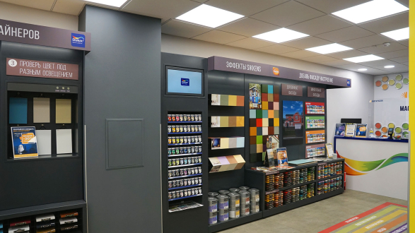 Флагманский магазин МИР КРАСОК. Мастерская Цвета DULUX